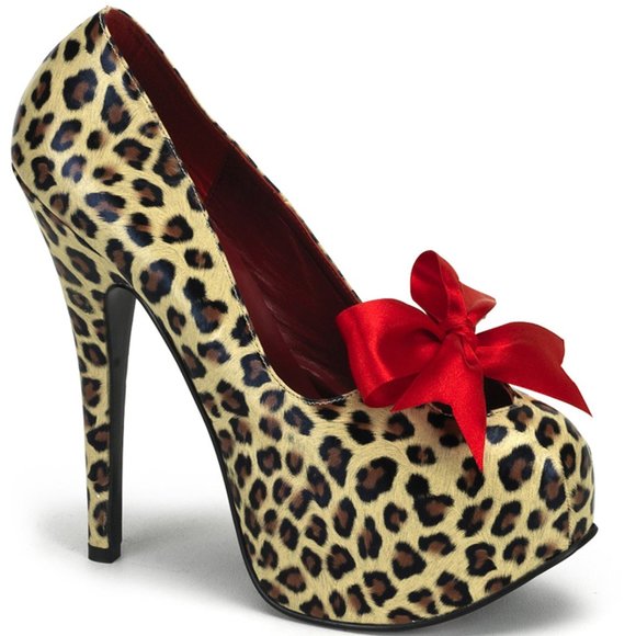 Shoes - ❤️ Leopard Platform Bow High Heel Shoes